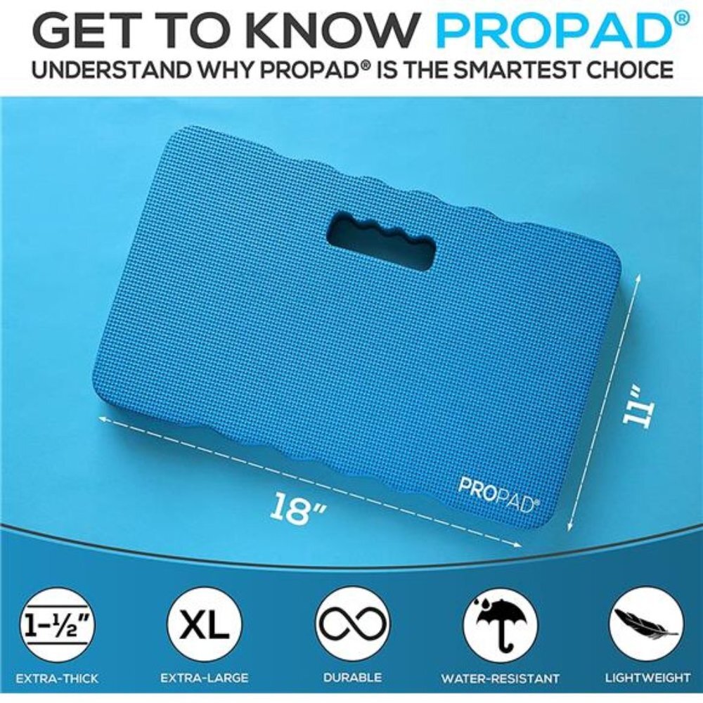 Thick Kneeling Pad, Kneeling Mat for Exercise & Yoga, (XL) 18 x 11 x 1.5", Blue